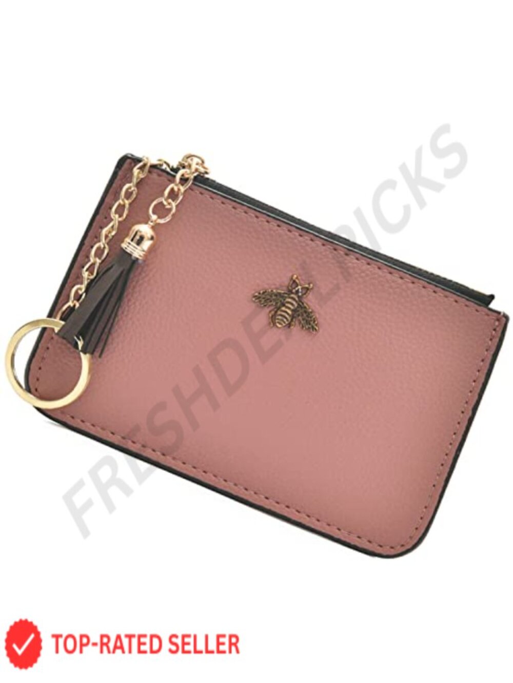 Leather Coin Purse Wallet with Keychain Tassel Card Holder